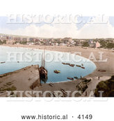 Historical Photochrom of Boats on the Water at Port Erin, Isle of Man, England by Al