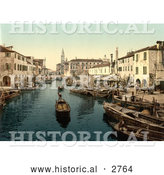 Historical Photochrom of Chioggia, Fish Market, Venice, Italy by Al