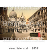 Historical Photochrom of Doges’ Palace Interior with Giant’s Staircase by Al