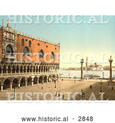 Historical Photochrom of Doges’ Palace, Piazzetta, Venice by Al