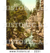 Historical Photochrom of Edmunds Klamm, Bohemian Switzerland by Al