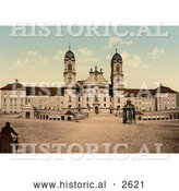 Historical Photochrom of Einsiedeln Abbey in Switzerland by Al