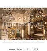 Historical Photochrom of Elegant Bedroom, Bey of Tunis, Kasr-el-Said, Tunisia by Al