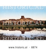 Historical Photochrom of Factory at the Base of a Butte Reflecting in Green River, Utah by Al