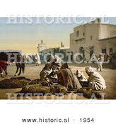 Historical Photochrom of Fur Vendors, Tunisia by Al