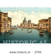 Historical Photochrom of Gondolas, Grand Canal, Venice, Italy by Al