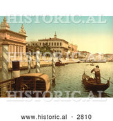 Historical Photochrom of Gondolas in Canal, Venice by Al
