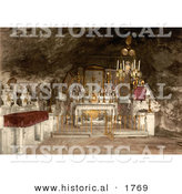 Historical Photochrom of Grotto of the Agony, Jerusalem by Al