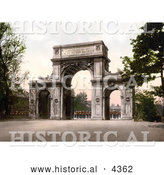 Historical Photochrom of Guards at the Memorial Arch in New Brompton Kent England by Al