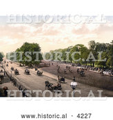 Historical Photochrom of Horse Drawn Carriages and People Riding Horses at Rotten Row in London England by Al