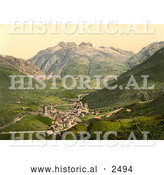 Historical Photochrom of Hospenthal, Andermatt, Switzerland by Al