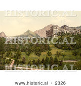 Historical Photochrom of Hotel De Caux in Switzerland by Al
