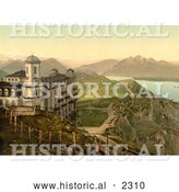 Historical Photochrom of Hotel Rigi Kulm in Switzerland by Al