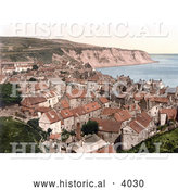 Historical Photochrom of Houses on Robin Hood’s Bay in Bay Town Whitby North Yorkshire England UK by Al