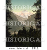 Historical Photochrom of Jungfrau Mountain and Interlaken, Switzerland by Al