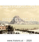 Historical Photochrom of Lake Lugano, Switzerland - Winter Scene Version by Al