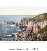 Historical Photochrom of Land’s End of the Penwith Peninsula in Penzance Cornwall England by Al