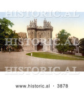 Historical Photochrom of Lawns and the Gateway at Lancaster Castle in Lancaster Lancashire England UK by Al