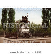 Historical Photochrom of Michaiwoda Memorial, Bukharest, Roumania by Al
