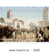 Historical Photochrom of Muslim City of Kairouan (Kairwan, Kayrawan, Al Qayrawan) by Al
