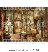 Historical Photochrom of Neuschwanstein Castle Dining Room by Al