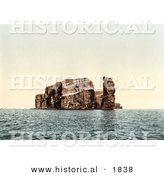 Historical Photochrom of North Point and Hengst, Helgoland, Germany by Al
