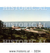Historical Photochrom of Notre Dame D’ Afrique and Carmelite Convent, Algiers, Algeria by Al