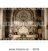 Historical Photochrom of Notre Dame D’Afrique Basilica Interior, Algiers, Algeria by Al