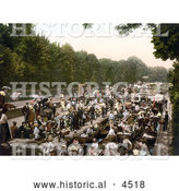 Historical Photochrom of People at Boulter’s Lock on the River Thames in Berkshire, England by Al