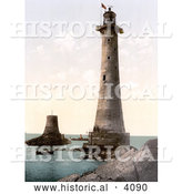 Historical Photochrom of People at the Historical Eddystone Light in Plymouth Devon England UK by Al