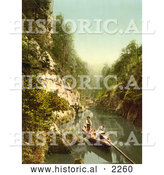 Historical Photochrom of People in a Boat, Edmunds Klamm by Al