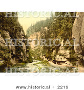 Historical Photochrom of People on a Walkway, Edmunds Klamm by Al