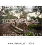 Historical Photochrom of People on the Beggar’s Bridge over the Esk River in Glaisdale North Yorkshire England UK by Al