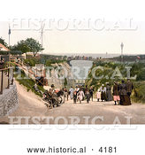 Historical Photochrom of People on the Bridge and Road at the Gap in Margate Thanet Kent England UK by Al
