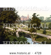 Historical Photochrom of People Strolling Through the Valley Gardens in Harrogate North Yorkshire, England by Al
