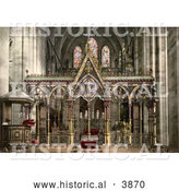 Historical Photochrom of Pews in Front of the Stunning Hereford Cathedral Choir Screen in Hereford West Midlands England UK by Al