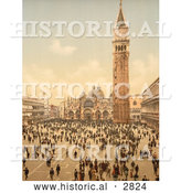 Historical Photochrom of Piazza San Marco Concert by Al