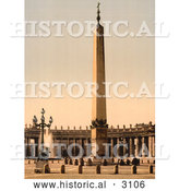 Historical Photochrom of Piazza San Pietro Obelisk by Al