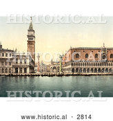 Historical Photochrom of Piazzetta, Venice, Italy by Al
