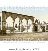 Historical Photochrom of Pulpit of the Cadi Borhan-ed-din, Jerusalem by Al