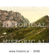 Historical Photochrom of Railway and Rochers De Naye, Switzerland by Al