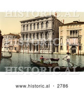 Historical Photochrom of Rezzonico Palace, Venice, Italy by Al