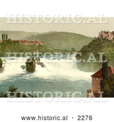 Historical Photochrom of Rhine Falls and Laufen Castle, Switzerland by Al