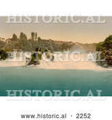 Historical Photochrom of Rhine Falls from Schlossli by Al