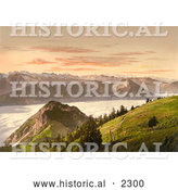 Historical Photochrom of Rigi Scheidegg and Lake Lucerne, Rigi, Switzerland by Al
