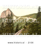 Historical Photochrom of Rochers De Naye and Dent De Jaman by Al