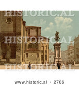 Historical Photochrom of Santi Giovanni E Paolo Church and Statue by Al