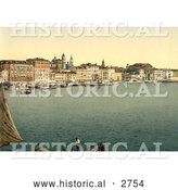 Historical Photochrom of Schiavoni, Venice by Al