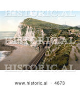 Historical Photochrom of Shakespeare’s Cliff Train Tunnel in Dover, England by Al