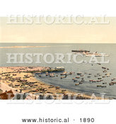 Historical Photochrom of Ships, Sandbar and Pier, Heligoland, Germany by Al